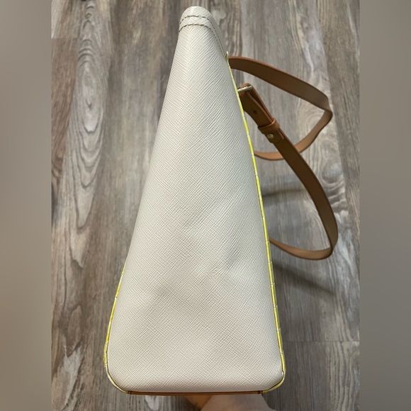 Brahmin Medium Arno Tote Limelight Ivory Brown La Scala Tri-Texture Leather Bag - Picture 4 of 16